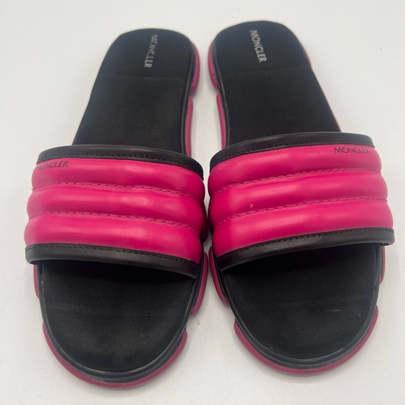MONCLER QUILTED HOT PINK SLIDES SIZE 37 - Picture 1 of 16